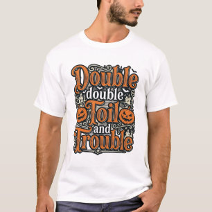 Vintage Double Toil Trouble Halloween Shirt Design