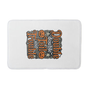 Vintage Double Toil Trouble Halloween Shirt Design Bath Mat