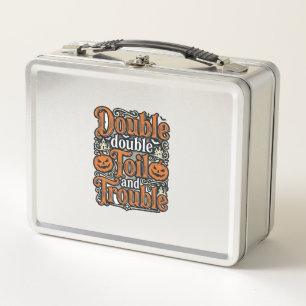 Vintage Double Toil Trouble Halloween Shirt Design Metal Lunch Box