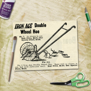 Vintage Double Wheel Ag Equipment Ad craft Tissue Paper