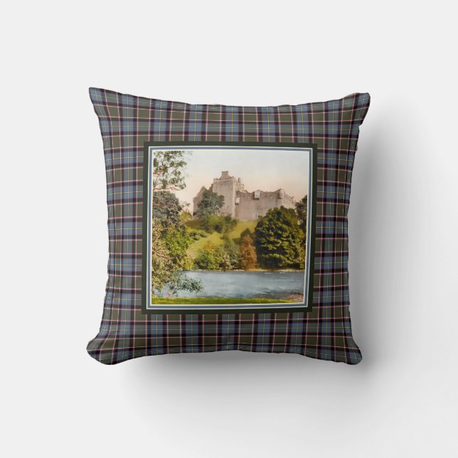 Vintage Doune Castle Stirling Bannockburn Tartan Cushion (Front)