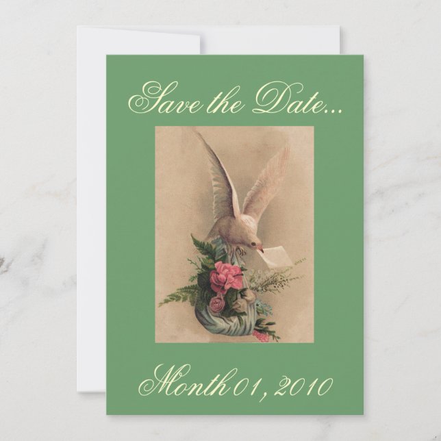 Vintage Dove and Flowers Invitations (Front)
