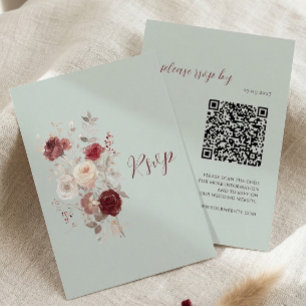 Vintage Dove Gray Pale Ash Pastel Floral rsvp Card