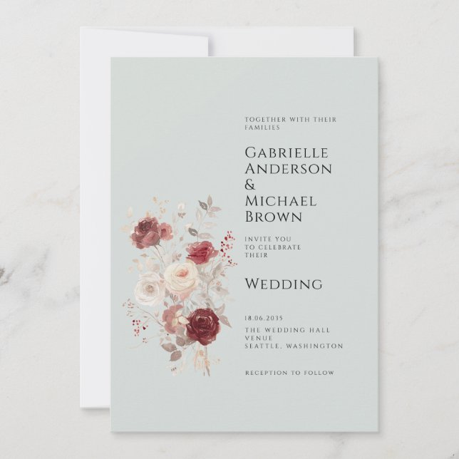 Vintage Dove Gray Pale Ash Pastel Invitation (Front)