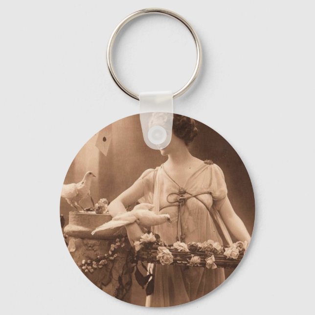 Vintage Dove Lady Key Ring (Front)