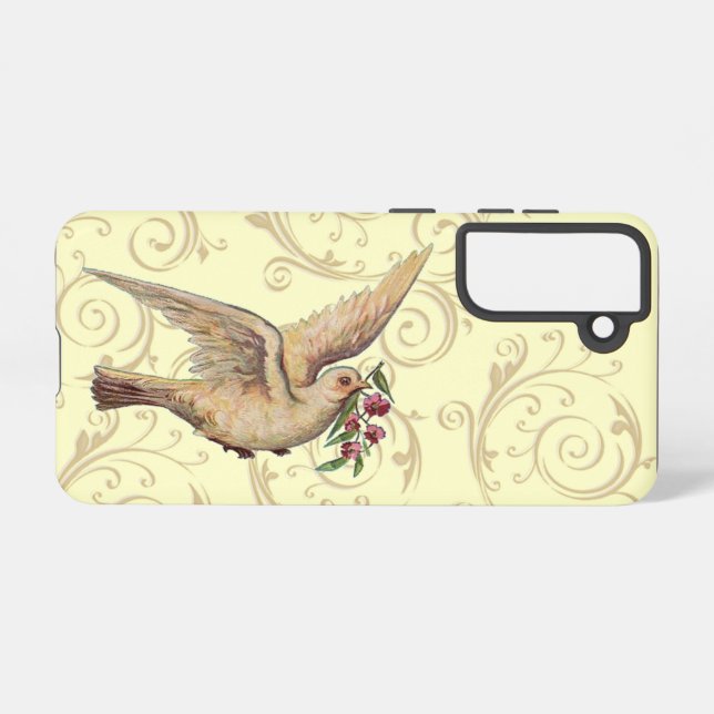 Vintage Dove Swirl Samsung Galaxy S21 Case (Back Horizontal)