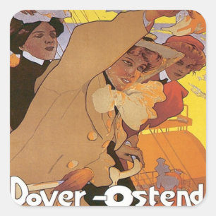 Vintage Dover Ostend Line Square Sticker