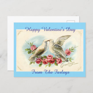 Vintage Doves Valentine's Day Holiday Postcard