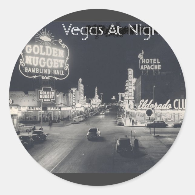 Vintage Downtown Las Vegas Classic Round Sticker (Front)