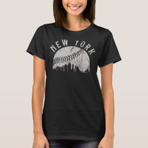 Vintage Downtown New York City Skyline Baseball  5 T-Shirt