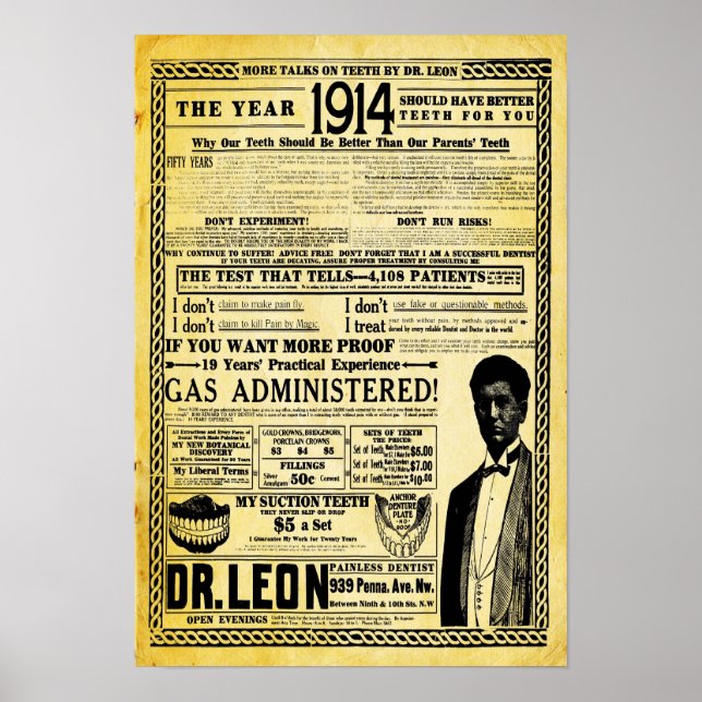 Vintage Dr Leon Dentist Office Print (Front)