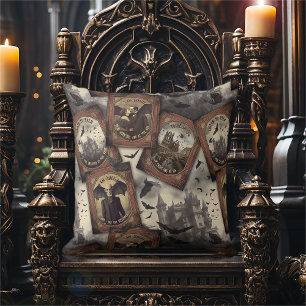 Vintage Dracula Gothic Vampire Halloween Cushion