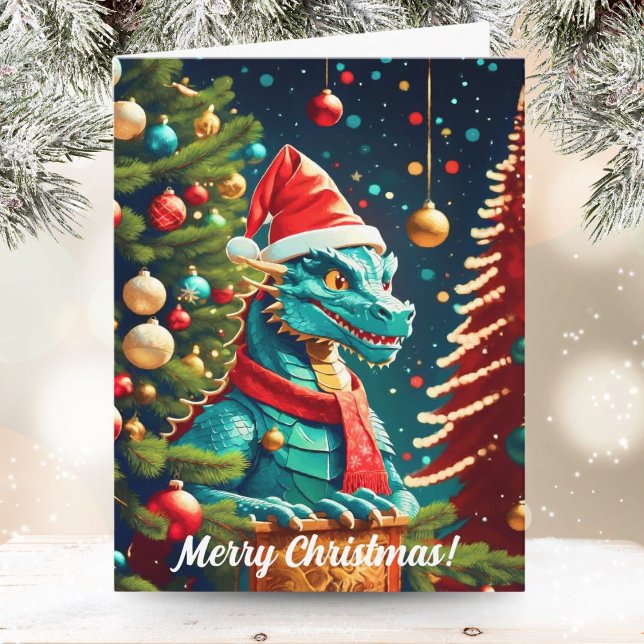Vintage Dragon At Christmas ai Card (Creator Uploaded)