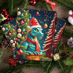 Vintage Dragon At Christmas ai Holiday Postcard<br><div class="desc">This ai artwork is of a vintage dragon celebrating Christmas.</div>