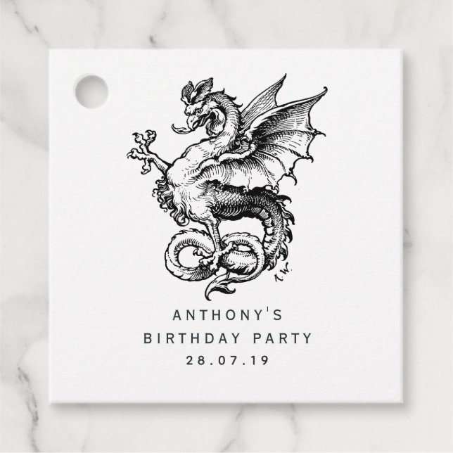 Vintage Dragon Favour Tags (Front)