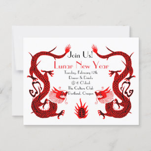 Vintage Dragon Holiday Red and Black Postcard