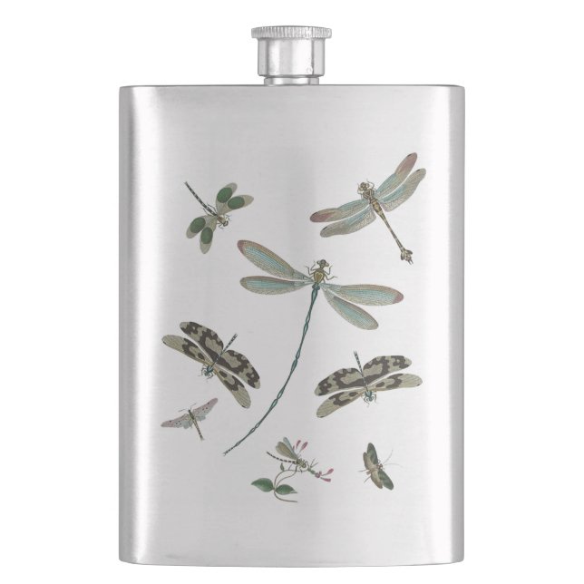 Vintage Dragonflies Hip Flask (Front)