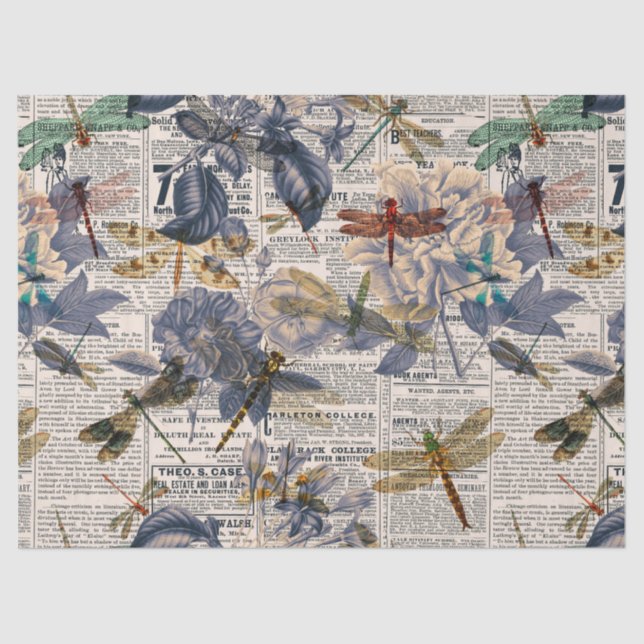 Vintage Dragonflies Series Design 5 Tissue Paper (Front)