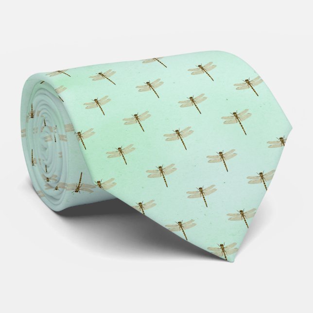 Vintage Dragonfly Floral Neck Tie (Rolled)