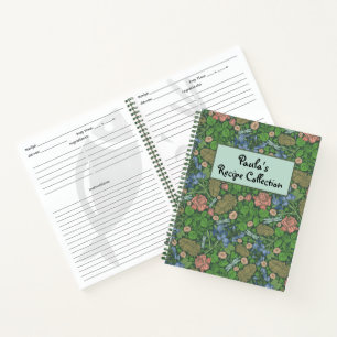 Vintage Dragonfly Flying in English Garden Recipe Notebook