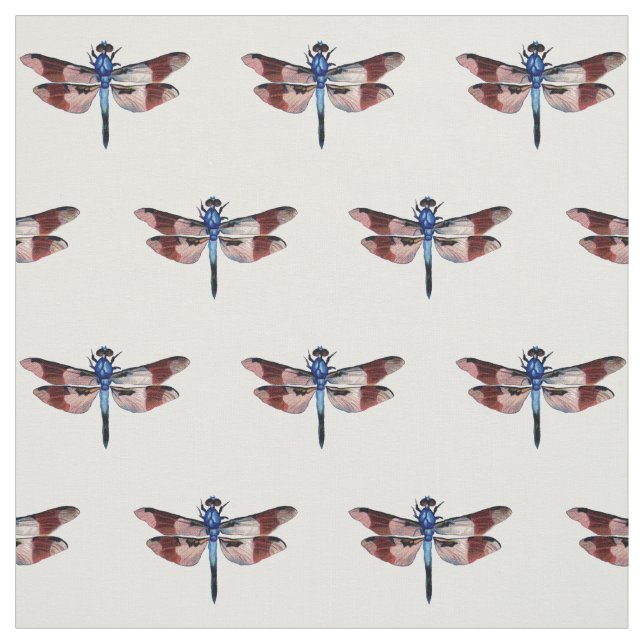 Vintage Dragonfly Illustration Colourful Fabric (Swatch)