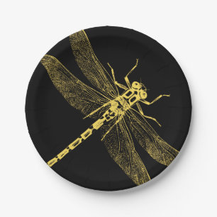 Vintage Dragonfly Illustration II Paper Plate