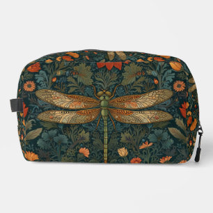 Vintage dragonfly orange floral greenery boho chic dopp kit