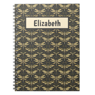 Vintage Dragonfly Pattern Personalised Notebook