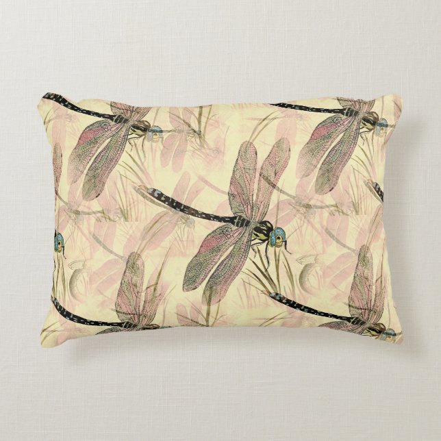 Vintage Dragonfly Print  Decorative Cushion (Front)