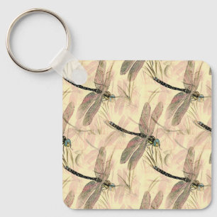 Vintage Dragonfly Print  Key Ring