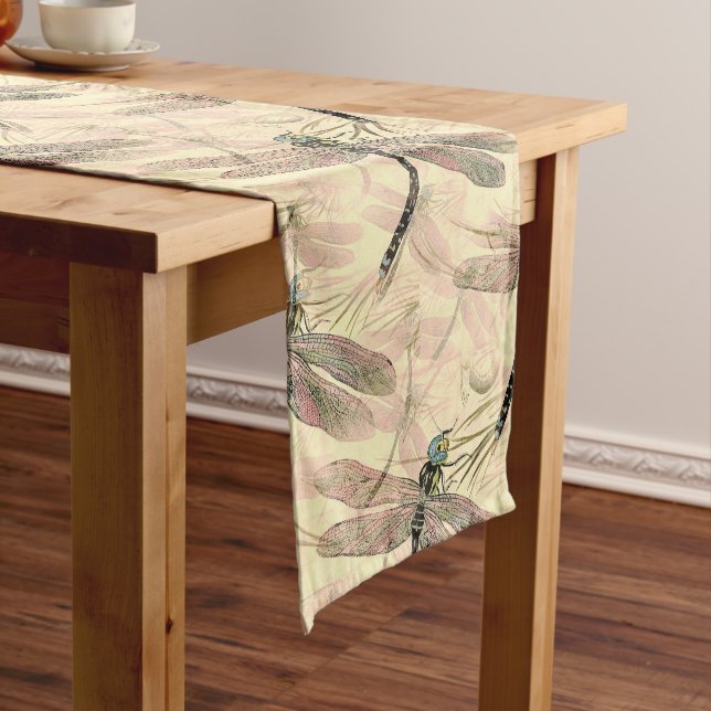 Vintage Dragonfly Print  Long Table Runner (In Situ)