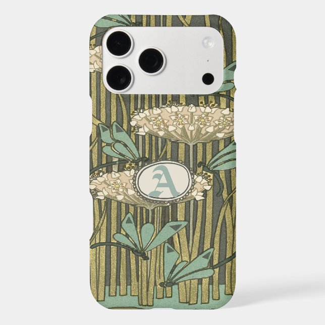 Vintage Dragonfly Reed Monogram iPhone (Back)