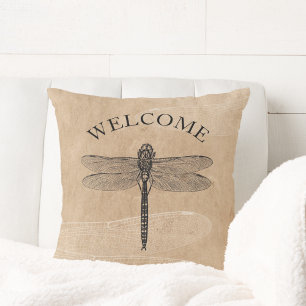 Vintage Dragonfly Welcome Cushion