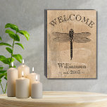 Vintage Dragonfly Welcome  Wooden Box Sign<br><div class="desc">Transform your living space into a cosy retreat that reflects your family's personality and heritage with this personalised vintage dragonfly sign. It's not just a decoration; it's a conversation piece,  a symbol of your family's unity,  and a reminder of the beauty of the past.</div>