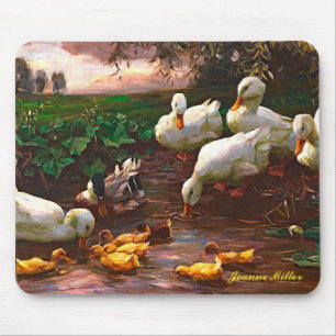 Vintage Drake With White Ducks & Yellow Ducklings Mouse Pad