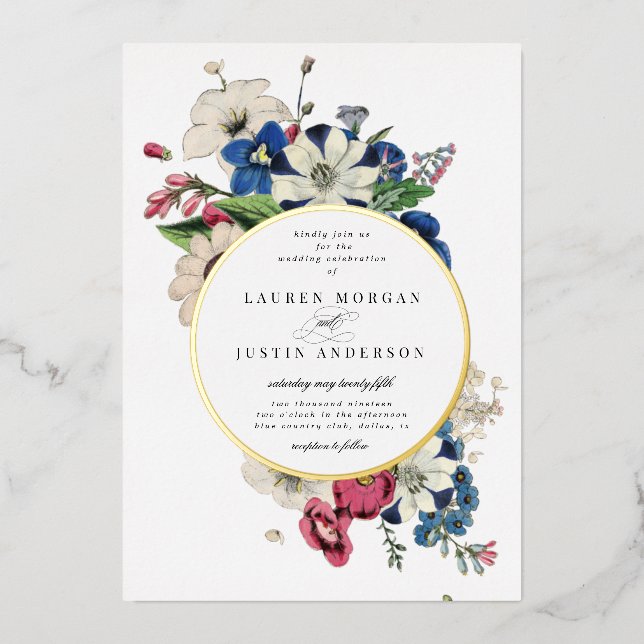 vintage dramatic floral square Wedding Invitation  (Front)