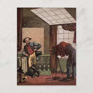 Vintage Drawing: Antique Photographer Postcard