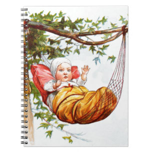 Vintage Drawing: Baby in a Hammock Spiral Notebook