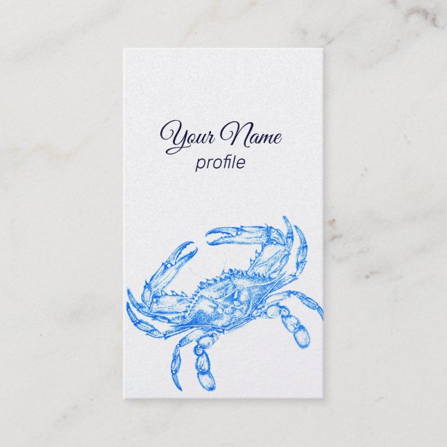 Vintage drawing - blue  crab   - Business Card (Front)
