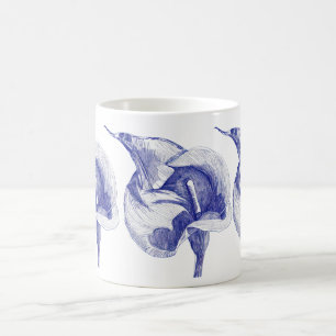 Vintage drawing calla lily illustrated blossom Coffee Mug