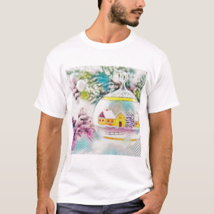 Vintage Drawing Christmas Tree Pink Decorations T-Shirt