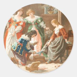 Vintage Drawing: Cinderella and the Glass Slipper Classic Round Sticker