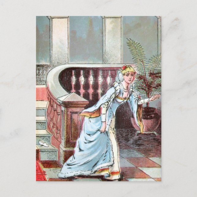 Vintage Drawing: Cinderella and the Glass Slipper Postcard (Front)