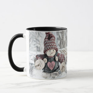 Vintage Drawing of Gnomes in the Snow Mug