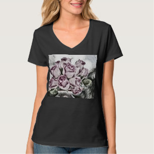 Vintage drawing of Pink Roses Bucket T-Shirt