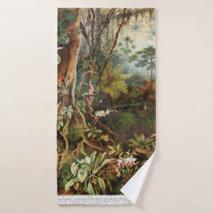 Vintage drawing of tropical forest plants from the bath towel