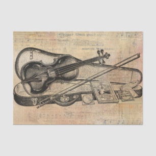Vintage Drawing Of Violin On Sheet Music Decoupage