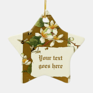 Vintage drawing of white flowers ornament