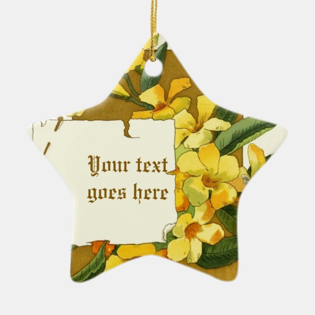 Vintage drawing of yellow jasmine ornament (Front)