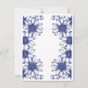 Vintage drawing purple daisy card